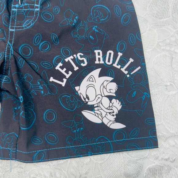 Sonic the Hedgehog Boys Swim Trunks Size 4/5 Blue Black Let's‎ Roll! - Picture 6 of 14